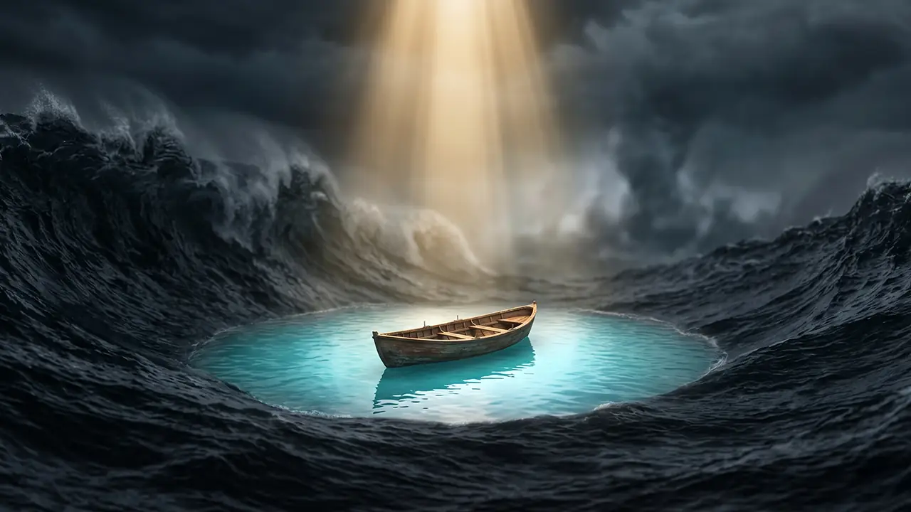 Jesus em paz no meio da tempestade